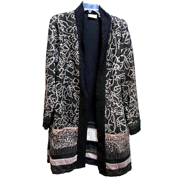 Chicos Patchwork Jacquard Duster Long Cardigan Coatigan size 3 - Picture 2 of 10